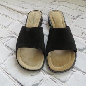 Black Suede I Love Comfort Slip On Sandals